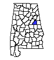 Map of Clay County, AL