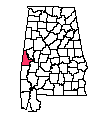 Map of Sumter County, AL