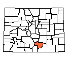 Map of Huerfano County, CO