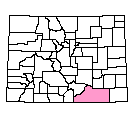 Map of Las Animas County, CO