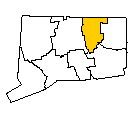 Map of Tolland County, CT