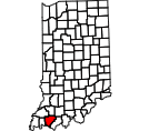 Map of Warrick County, IN