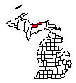 Map of Alger County, MI
