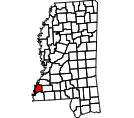 Map of Adams County, MS