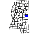 Map of Kemper County, MS