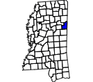 Map of Lowndes County, MS