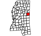 Map of Noxubee County, MS