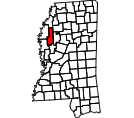 Map of Sunflower County, MS