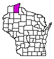 Map of Bayfield County, WI